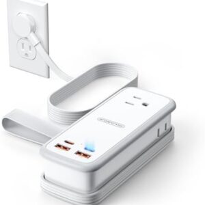 NTONPOWER 100W GAN Ultra Travel Power Strip, 7-in-1 USB C Charging Station with 3 Outlets 4 USB (2 Fast Charge)& 5ft Extension Cord, Compact Desktop Charger for MacBook, iPhone, Cruise, Office, White