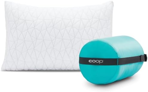 Coop Home Goods Original Travel and Camping Adjustable Pillow, Small Camping Pillow with Compressible Stuff Sack, Medium-Firm Memory Foam with Lulltra Washable Cover, CertiPUR-US Certified (19x13)