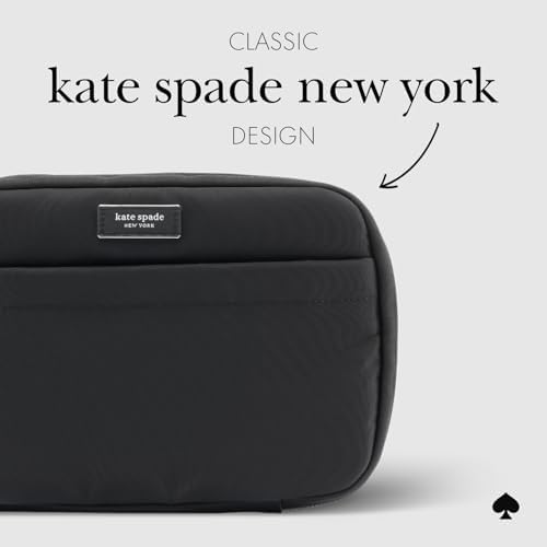 kate spade new york Nylon Tech Organizer Pouch - Electronics Cable Cord Organizer, Travel Case for Chargers, Power Bank, AirPods, and Accessories - Signature Black - Image 2