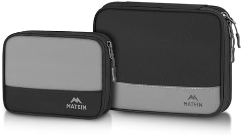 MATEIN Cord Organizer Travel Case 2 Pack, Water Resistant Tech Organizer Pouch for Small Electronic Accessories, Portable Electronics Case Carrying Bag for Cable, Changer, Earphone & Power Bank