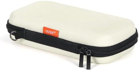 GLCON Off White Small Travel Electronic Organizer Case - Universal Hard Carrying Case Portable Storage Pouch Bag for Tech Accessories, Cable, Cord, MP3 Players, Card, Car Key Cash, SD Card