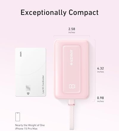 Anker Portable Charger, 10,000mAh 30W Power Bank, USB-C in and Out Fast Charging Battery Pack, Travel Essential Phone Power Bank, for iPhone 17/16, Galaxy and More (Pink, 10000, Milliamp Hours) - Image 7