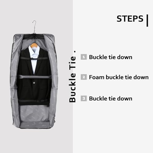 MATEIN Suit Garment Bag for Travel, Large Garment Bags for Hanging Clothes Travel, Foldable Suit Carrier with Shoulder Strap For Business, Premium 2 in 1 Hanging Suitcase Luggage, Black Brown - Image 3