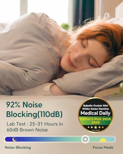 Babelio White Noise Sound Machine for Adults Kids Baby, Mini, 15 Non-looping Sounds, Timer, Memory Function, Easy to Pocket and Travel White - Image 3