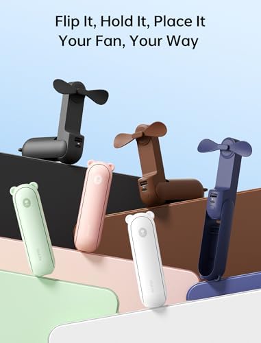 JISULIFE Handheld Mini Fan, 3 IN 1 USB Rechargeable Portable Fan [12-19 Working Hours] with Power Bank, Flashlight, Pocket Design for Travel/Summer/Concerts/Lash, Gifts for Women (Pink) - Image 4