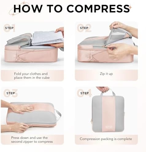 10 Set Compression Packing Cubes for Travel Gifts Women Mom,OlarHike Luggage Clothes Organizer for Travelers,Airplane/Cruise/Car/Train Travel Essentials,Compressible Expandable Saver Space Bags(Beige) - Image 3