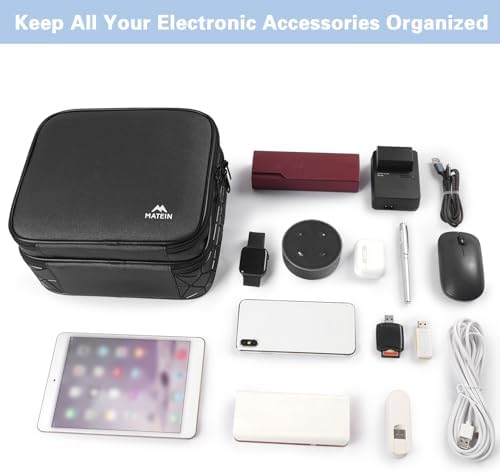 MATEIN Cable Organizer Bag, Waterproof Travel Electronic Storage, Shockproof Portable Double Layer Tech Bags Carrying Case for Cord, Earbuds, Charger, SD Card, DJ Gifts, Black - Image 8