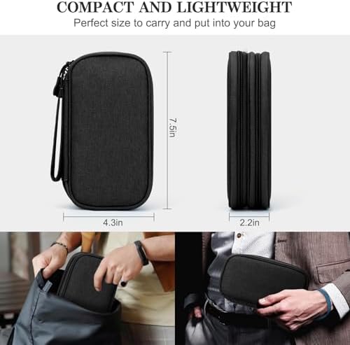 FYY Travel Cable Organizer Pouch Electronic Accessories Carry Case Portable Waterproof Double Layers All-in-One Storage Bag for Cord, Charger, Phone, Earphone Black - Image 2