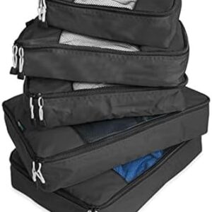 TravelWise Packing Cube System - Durable 5 Piece Weekender Plus Set (Black)