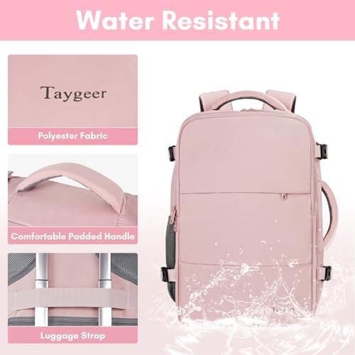 Taygeer Travel Backpack for Women, Carry On Backpack with USB Charging Port & Shoe Pouch, TSA 15.6inch Laptop Mochila Flight Approved, Nurse Bag Casual Daypack for Weekender Business Hiking, Pink - Image 7