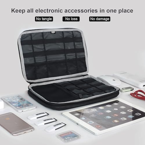 BUBM Double Layer Electronics Organizer/Travel Gadget Bag For Cables,Memory Cards,Flash Hard Drive and More,Fit For iPad Or Tablet(Up To 9.7")--Large, Black - Image 6