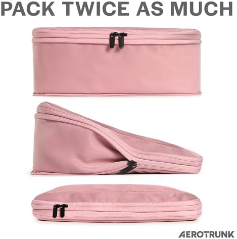 Aerotrunk Compression Packing Cubes for Travel - Luggage Organizer Bags - Double Zipper Packing Cubes for Suitcases (6-Pack, Rose) - Image 2