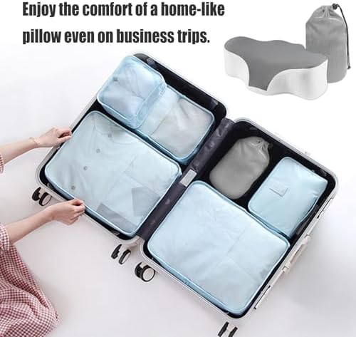 Bespilow Travel Camping Pillow for Sleeping - Memory Foam Cervical Neck Support Pillow for Pain Relief, Compact Compressible Contour Pillows with Cooling Cover & Storage Bag for Backpacking, Road Trip - Image 6