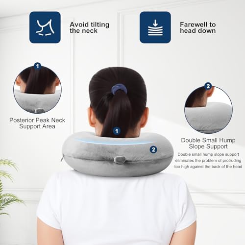 Travel Pillow 100% Pure Comfortable U Shape Memory Foam Pillows Neck and Head Support Portable Travel Neck Pillow Suitable for Planes Airplane for Traveling,Train,Self-Drivingng Car,(Grey) - Image 4