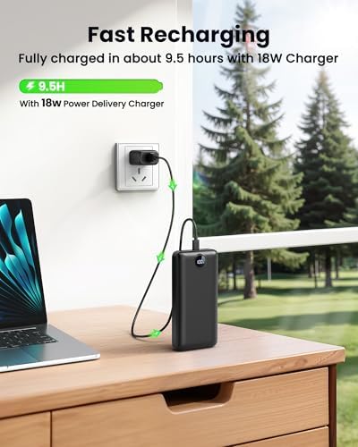 Portable Charger Power Bank 50000mAh 22.5W Fast Charging USB C Battery Bank External Battery Pack Digital Display Phone Charger with 3 Output & 2 Input for iPhone 17/16/15/14/13/12, Samsung etc Black - Image 5