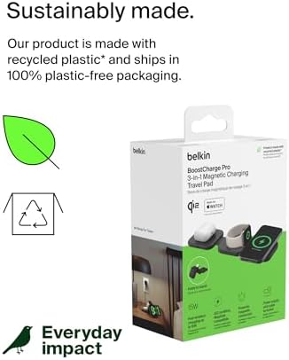Belkin MagSafe Charger Compatible 3-in-1 Magnetic Charging Travel Pad 15W-BoostCharge Pro Foldable Qi2-Certified Wireless Charger, MagSafe-Compatible Charger for iPhone 16 Series, Apple Watch, AirPods - Image 8