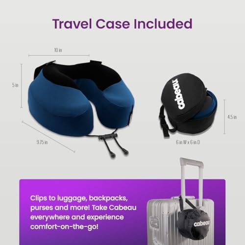 Cabeau Evolution S3 Travel Pillow – Straps to Airplane Seat – Ensures Your Head Won’t Fall Forward – Relax with Plush Memory Foam – Quick-Dry Fabric Keeps You Cool and Dry (Indigo)… - Image 4