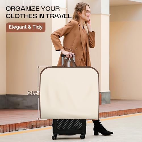 MISSLO 60" Foldable Garment Bags for Travel for Women Dress Bags for Gowns Long Hanging Bag for Closet Storage Dress Protector Bag for Gowns, Suits, Coats, Beige - Image 2