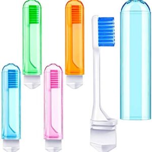 Patelai 4 Pieces Travel Toothbrush Set, Soft Bristle Mini Foldable Tooth Brush with Case, Individually Wrapped Small Portable Travel Size Toiletries Stuff for Camping (Bright Color)