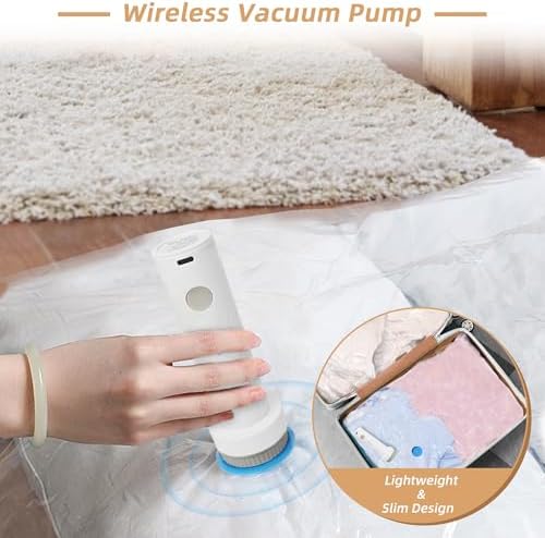 Travel Vacuum Bags with Rechargeable Pump,6 Pack Vacuum Storage Seal Bags for Clothing Suitcase Backpack, Space Saver Compression Clothes Storage Bag (6 Combo+ Electric Pump) - Image 3