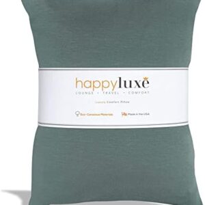 Happyluxe Odyssey Travel Pillow for Long Flights - Soft, Small, Alternative to Down and Memory Foam. 17 x 13in - Made in The USA, Sage Green Airplane Pillow for Adults Sleeping, Camping or Nap