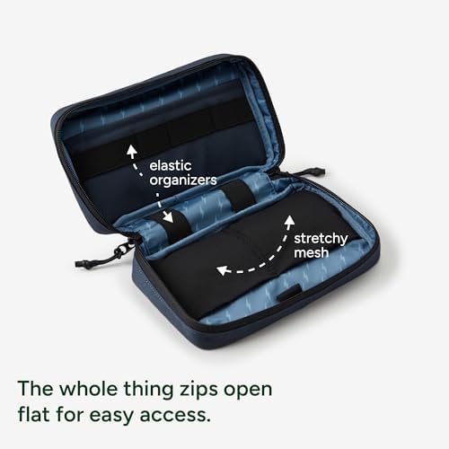 Halfday Sidekick Tech Organizer Kit | Flip-Out Kickstand for Phone/Tablet, Zip-Flat Pouch with Power Mesh & Elastic for Cable & Charger (Splash-Resistant Travel Electronics Accessories Case), Marine - Image 5