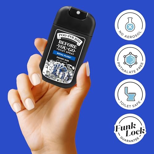 Poo-Pourri Before-You-Go Pocket Toilet Spray, Travel Essentials, Royal Flush, 1 Fl Oz, Up to 50 Uses, On-The-Go Bathroom Odor Deodorizer with Essential Oils, TSA Approved Size, Eucalyptus & Spearmint - Image 6