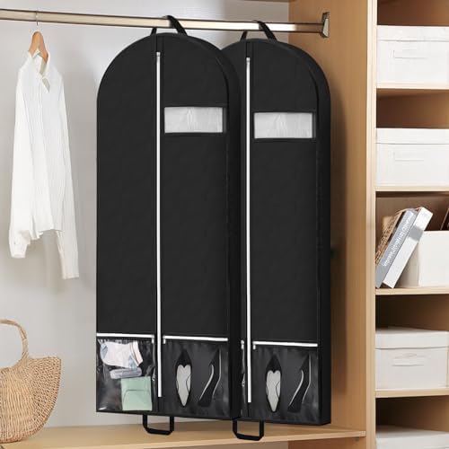 54" Garment Bags for Travel and Storage, Travel Suit Bags for Men Women with 2 Clear Pockets, Storage bags for Clothes, Suits, Dress, Shirts, Coats (Black) - Image 4