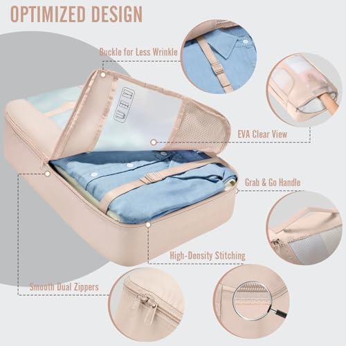 Veken 8 Set Packing Cubes, Cruise Ship Travel Essentials Accessories for Beach Vacation, Personalized Gifts for Women Mom Her, Suitcase Organizer Bags for Luggage with Hanging Toiletry Bag - Image 3