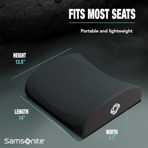 Samsonite Memory Foam Lumbar Support Pillow for Office Chair, Gaming Chair, or Automotive Use, Ergonomic Back Cushion, Home Office Essentials for Sitting Comfort and Posture Relief Back Support - Image 2