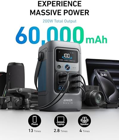 Anker SOLIX C200 DC Power Bank Station, 192Wh Portable Power Station, LiFePO4 Battery, 200W Solar Generator, for Outdoor Camping, Traveling, and Emergencies (No Wall Charger Included) - Image 2