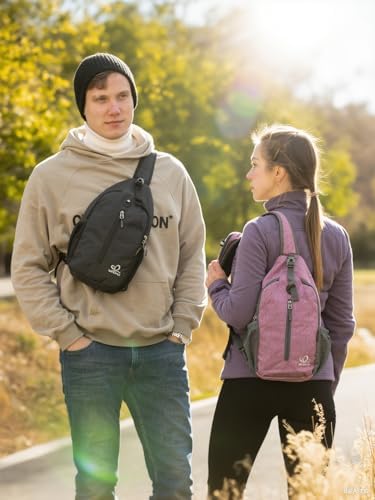 WATERFLY Crossbody Sling Backpack Sling Bag Travel Hiking Chest Bag Daypack (Black) - Image 9
