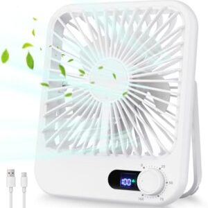 Travel Fan for Sleeping, 6.8" Small Portable Fan Rechargeable Battery Powered, 100 Speeds Personal Mini Desk Fan for Office Bedroom, Cruise Ship Beach Vocation Travel Essentials, White