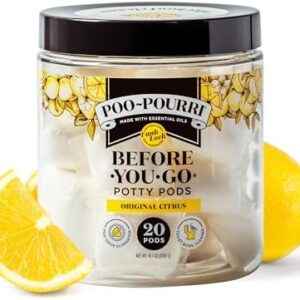Poo-Pourri Before-You-Go 2-in-1 Toilet Potty Pods, Original Citrus, 20 Ct, Bathroom Odor Deodorizer and Toilet Cleaner with Essential Oils, Lemon, Bergamot and Lemongrass Scent