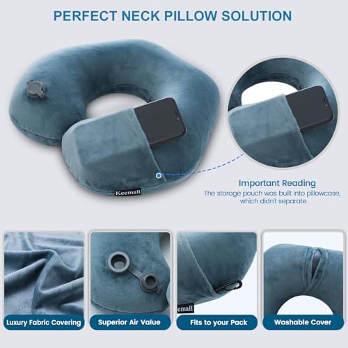 Inflatable Travel Neck Pillow for Airplane Train Car Washable Pillowcase U Shaped Office Napping Pillow - Image 6