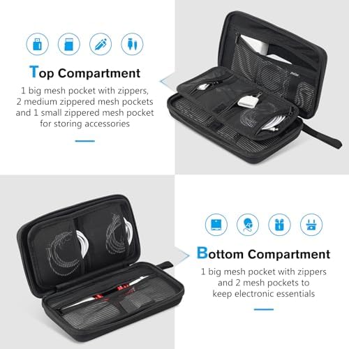ProCase Large Hard Travel Electronic Organizer Case for MacBook Power Adapter Chargers Cables Tech Organizer Hard Drive USB Flash Disk SD Card Portable Electronics Accessories Bag -Black - Image 4