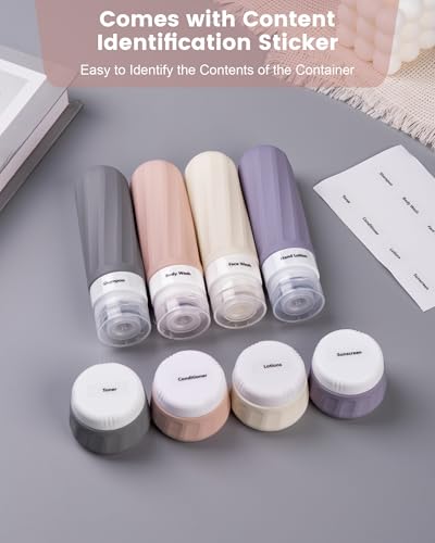Travel Bottles for Toiletries 8 Pack, Travel Size Toiletries, Tsa Approved Travel Size Containers 3oz, with Travel Essentials Clear Bag, Leak Proof Silicone Squeezable Creams Jars - Image 5