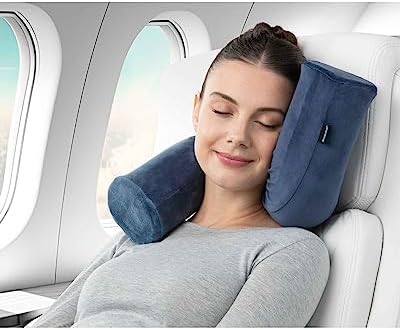 Brookstone Free Form Travel Pillow - Lightweight Flexible Memory Foam Travel Neck Pillow for Sleeping, Car, Airplane & Travel Support, Blue - Image 4