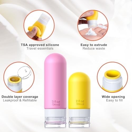 20Pack Travel Bottles for Toiletries, TSA Approved Travel Bottles Silicone Travel Size Containers, Travel Essentials Leak Proof Refillable Liquid, Shampoo and Conditioner Travel Toiletry Bottles - Image 3