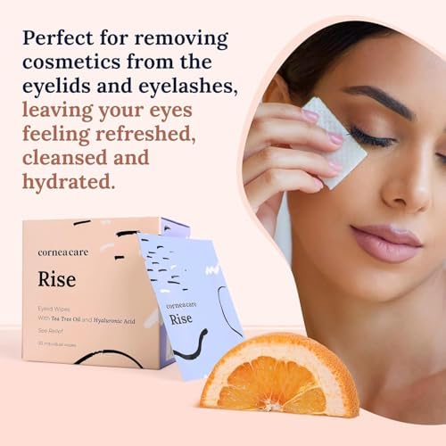 CorneaCare Rise: Eyelid Wipes | Eye Wipes for Dry Eyes | Eyelid Wipe with Tea Tree Oil & Hyaluronic Acid | Travel Ready | 30 Count - Image 6