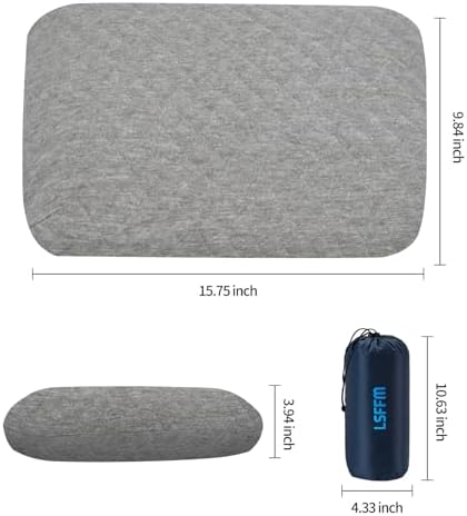 Travel & Camping Memory Foam Pillow, Travel Essentials, Hammock Pillows with Double-Layered Pillow Cover, Easy to Clean, Compact Travel Pillows for Sleeping (Grey) - Image 5