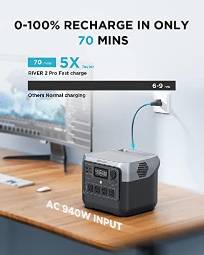 EF ECOFLOW Portable Power Station RIVER 2 Pro, 768Wh LiFePO4 Battery, 70 Min Fast Charging, 4X800W (X-Boost 1600W) AC Outlets, Solar Generator for Outdoor Camping/RVs/Home Use Black - Image 2