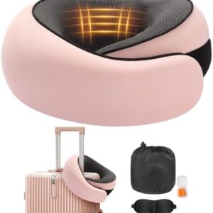 Travel Neck Pillow, Memory Foam Neck Support for Airplane, Car & Office, Breathable Portable Design with Eye Mask, Earplug Holder & Carry Bag, for Women&Men