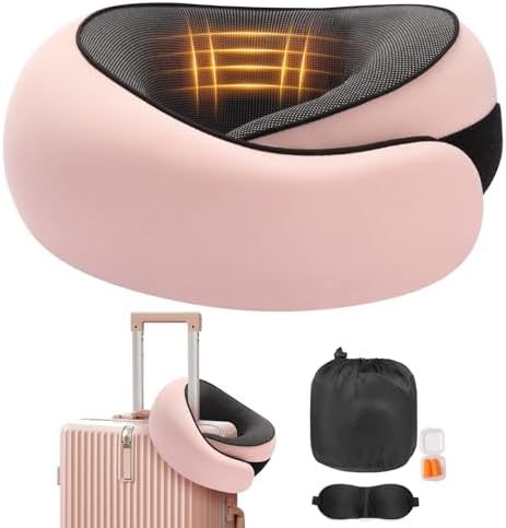 Travel Neck Pillow, Memory Foam Neck Support for Airplane, Car & Office, Breathable Portable Design with Eye Mask, Earplug Holder & Carry Bag, for Women&Men