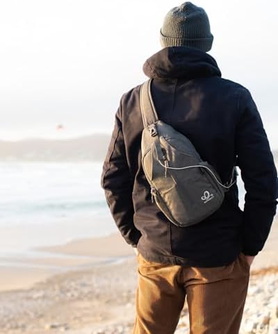 WATERFLY Crossbody Sling Backpack Sling Bag Travel Hiking Chest Bag Daypack (Black) - Image 7