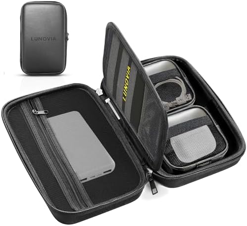 Hard Shell Tech Organizer – Protective Travel Case for Cables, Chargers & Accessories | Slim Modular Electronics Organizer with Removable Pouches