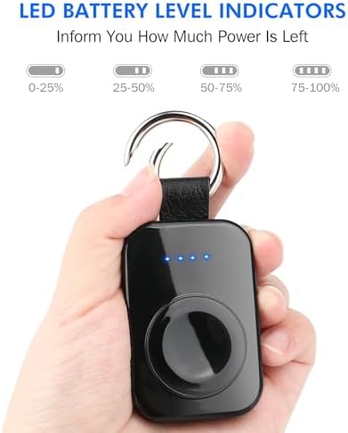 i.VALUX Portable Wireless Charger for Apple Watch Series 11/10/9/8/UItra/7/6/5/4/3/2/SE,Compact Magnetic iWatch Charger 1000mAh Extra Power Bank Smart Keychain Travel Accessories Father Birthday-Black - Image 4