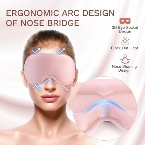 FlyCoco 99% Fully Block Out Light Eye Sleep Mask, 3D Deep Contoured Eyes Cover Zero Pressure, Long Lash Extension Eyes Mask with Adjustable Straps for Sleeping Travel Home Nap Rest Women Men (Pink) - Image 4