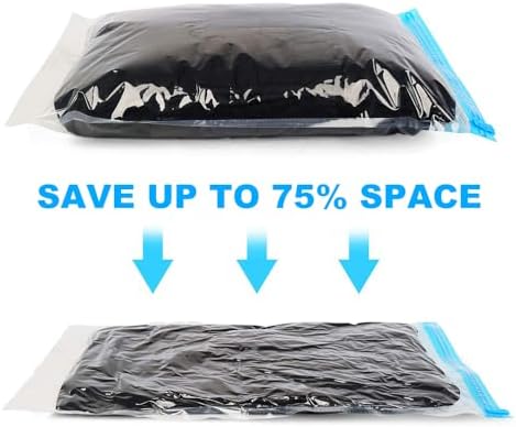 Compression Bags - Travel Essentials - 12 Pack Space Saver Bags - No Vacuum Pump Or Air Extractor is Needed - Storage Accessorie and Home Packing Organizers (transparent) - Image 2