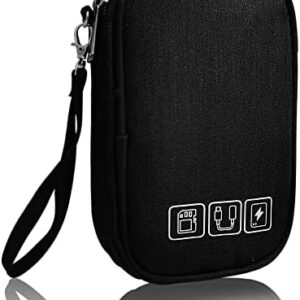 Electronic Organizer Bag Cable Organizer Travel Cord Organizer Case Pouch Portable Carrying Case for Charger Hard Drive Earphone USB SD Card (Black)